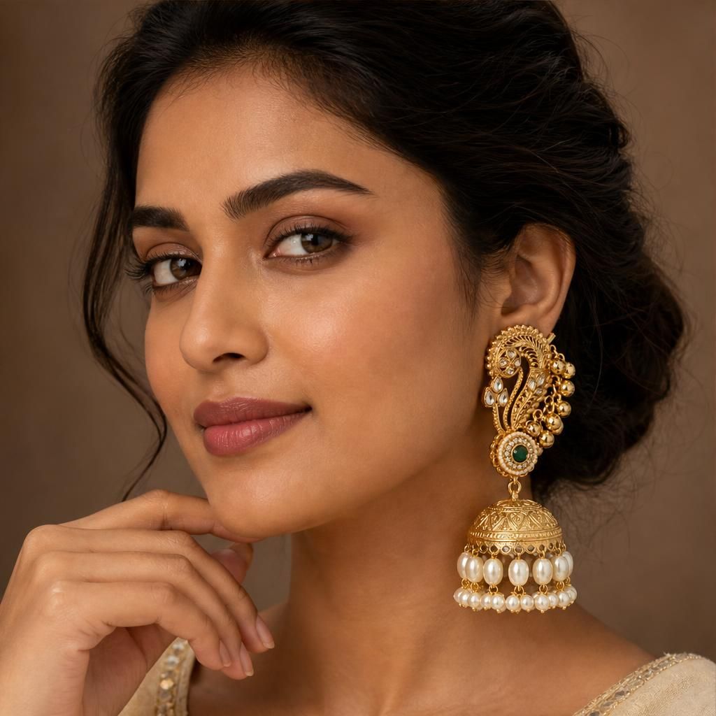 KD Atelier Gold Plated Ear Cuff Jhumki Earrings for Women
