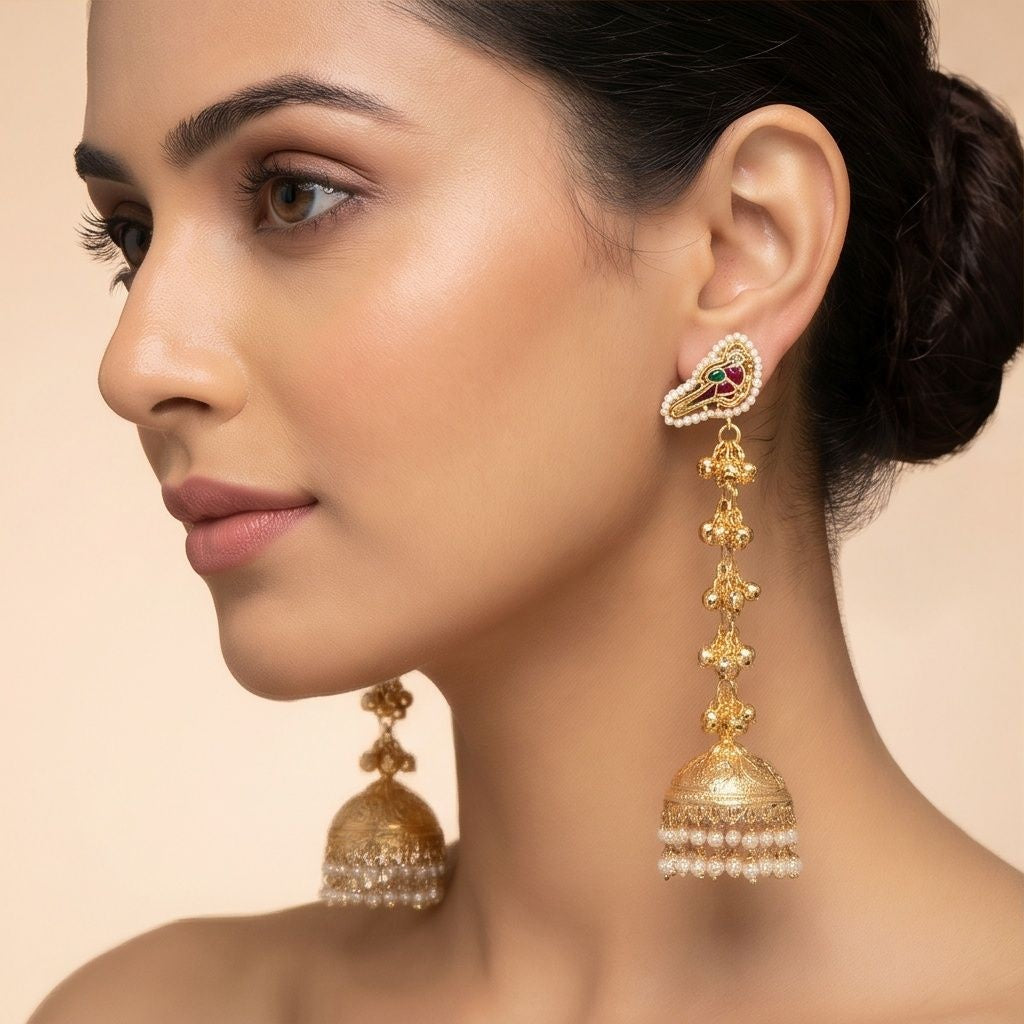 KD Atelier Maharani Long Drop Jhumkas