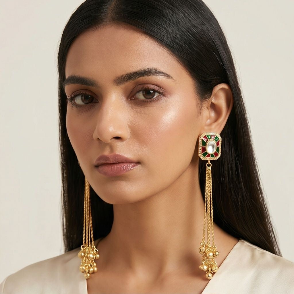 KD Atelier Royal Meenakari Ghungroo Earrings
