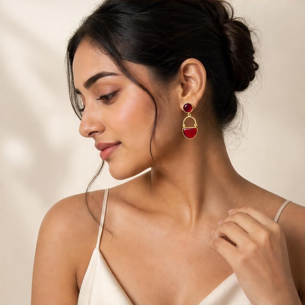 KD Atelier Crimson Arc Drops Earrings