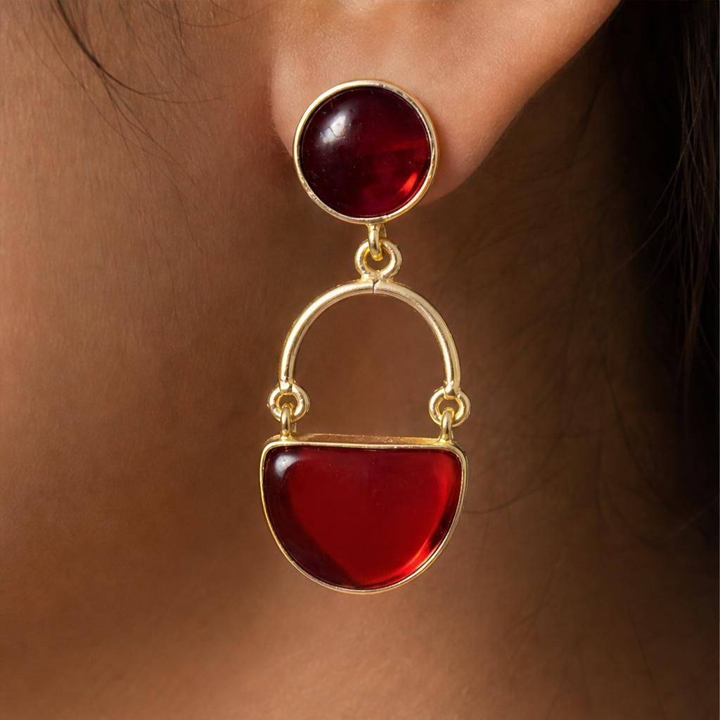 KD Atelier Crimson Arc Drops Earrings