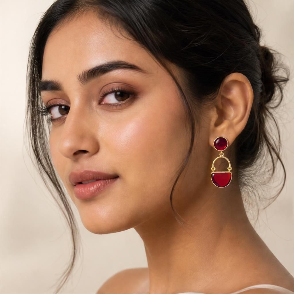 KD Atelier Crimson Arc Drops Earrings