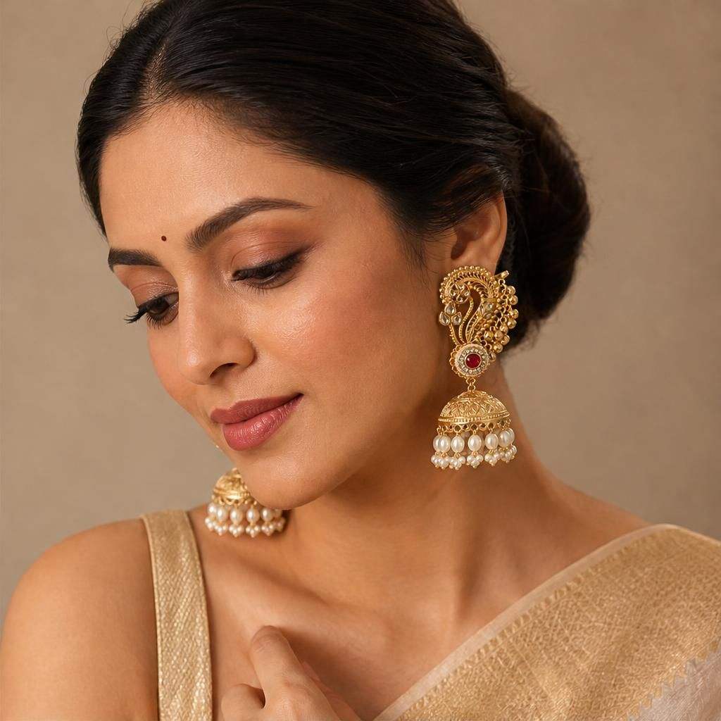 KD Atelier Gold Plated Ear Cuff Jhumki Earrings for Women
