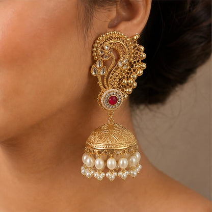 KD Atelier Gold Plated Ear Cuff Jhumki Earrings for Women