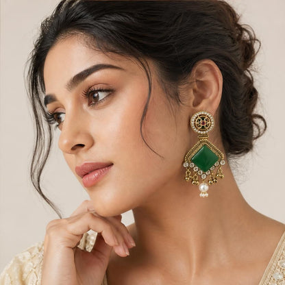 KD Atelier Gold Plated Kashmiri Style Earrings