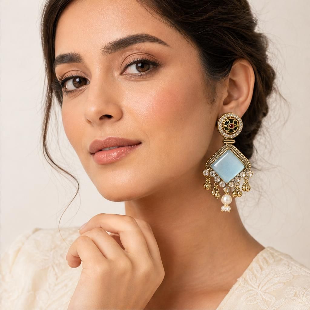 KD Atelier Gold Plated Kashmiri Style Earrings