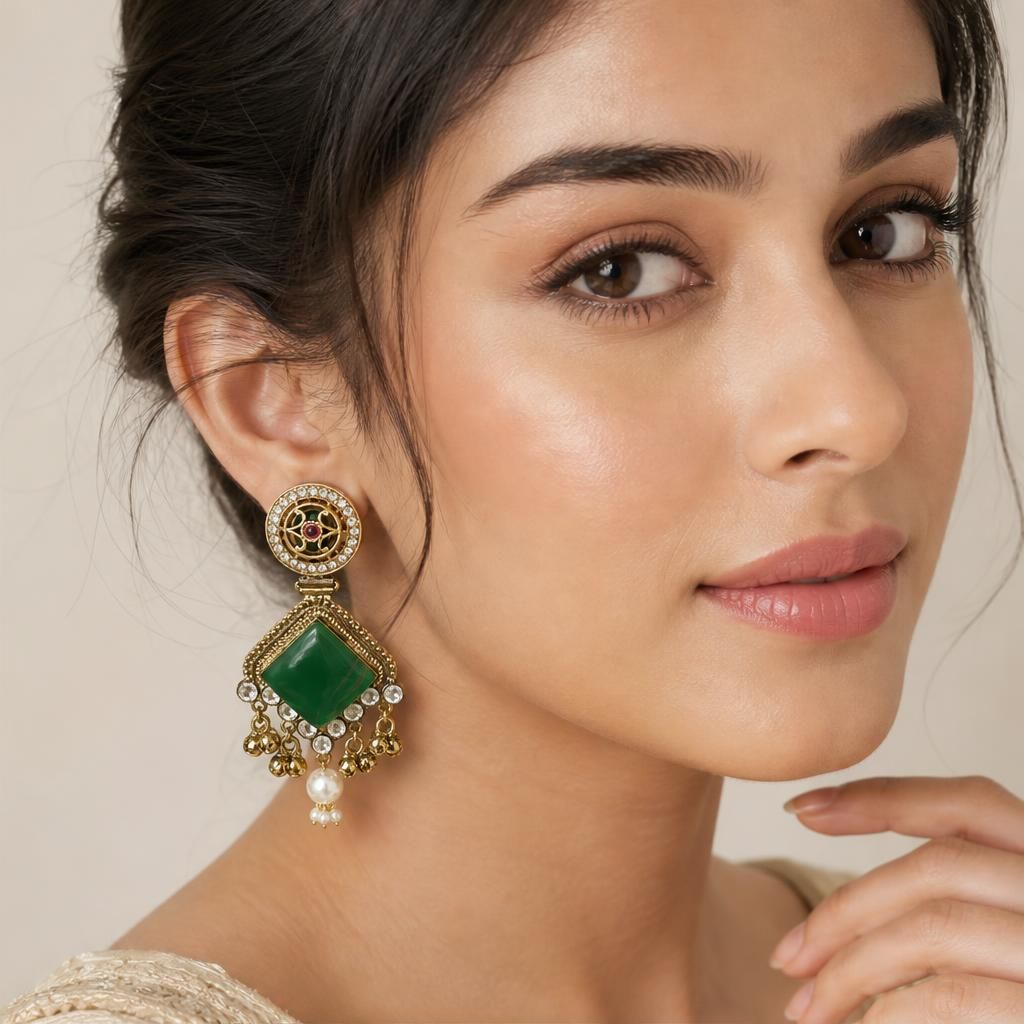 KD Atelier Gold Plated Kashmiri Style Earrings