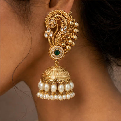 KD Atelier Gold Plated Ear Cuff Jhumki Earrings for Women