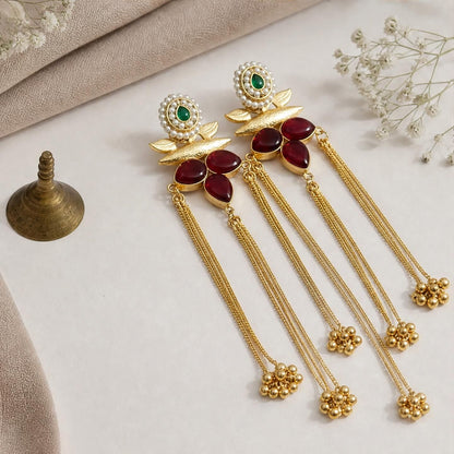 KD Atelier Gold Tone Lotus Kashmiri Earrings