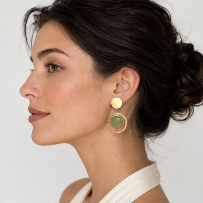 KD Atelier Vintage Red Stone Drop Earrings for Women