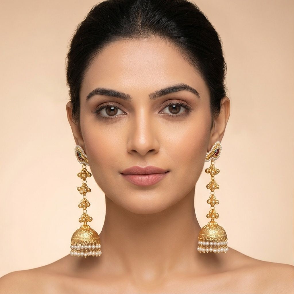 KD Atelier Maharani Long Drop Jhumkas