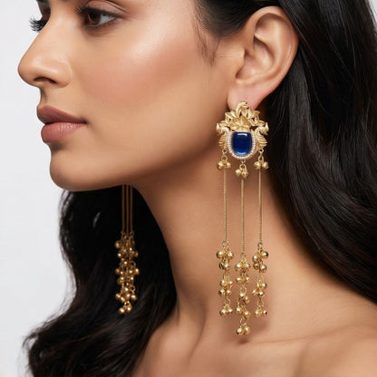 KD Atelier Mayura Emerald Long Drop Earrings