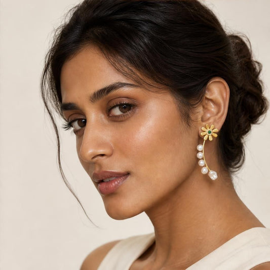KD Atelier Pearl Meadow Climber Earrings