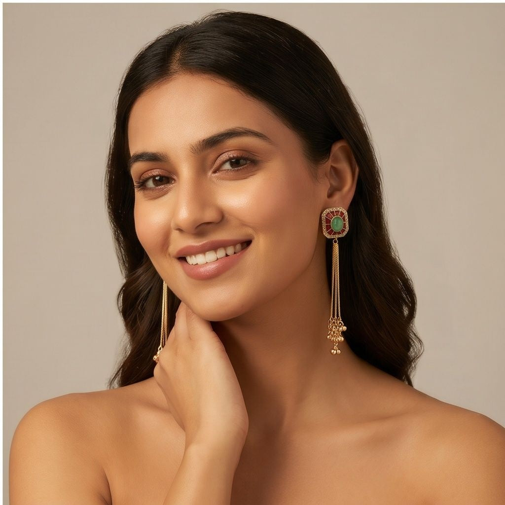 KD Atelier Royal Meenakari Ghungroo Earrings