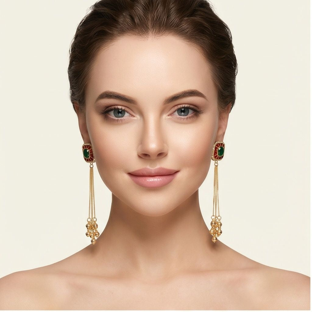 KD Atelier Royal Meenakari Ghungroo Earrings