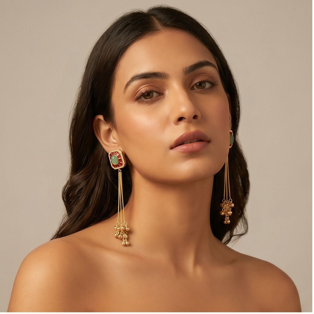 KD Atelier Royal Meenakari Ghungroo Earrings