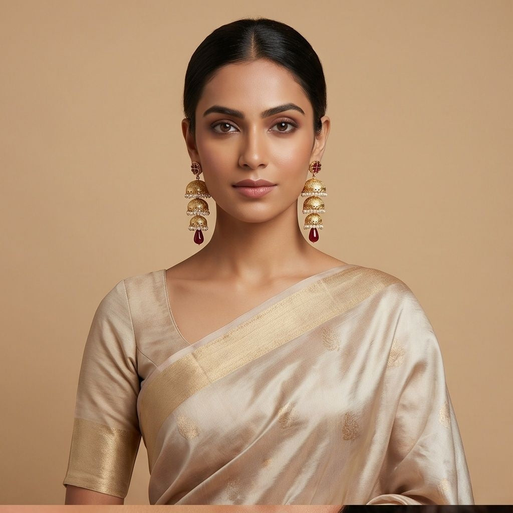KD Atelier Scarlet Tiered Heritage Jhumkas