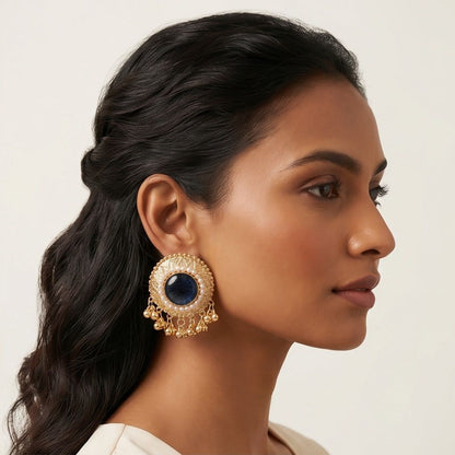 KD Atelier Teal Bloom Traditional Earrings