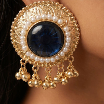KD Atelier Teal Bloom Traditional Earrings