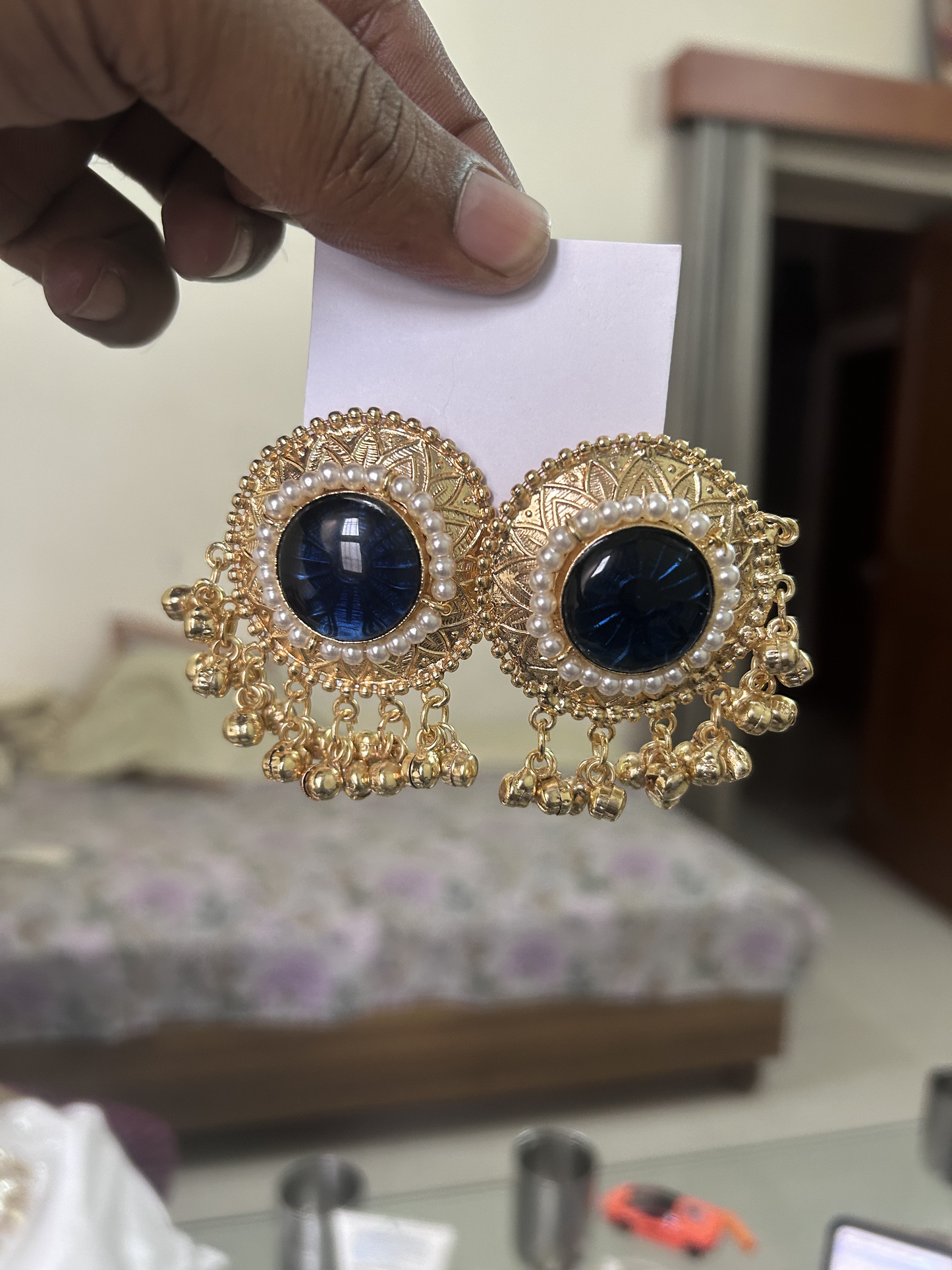 KD Atelier Teal Bloom Traditional Earrings