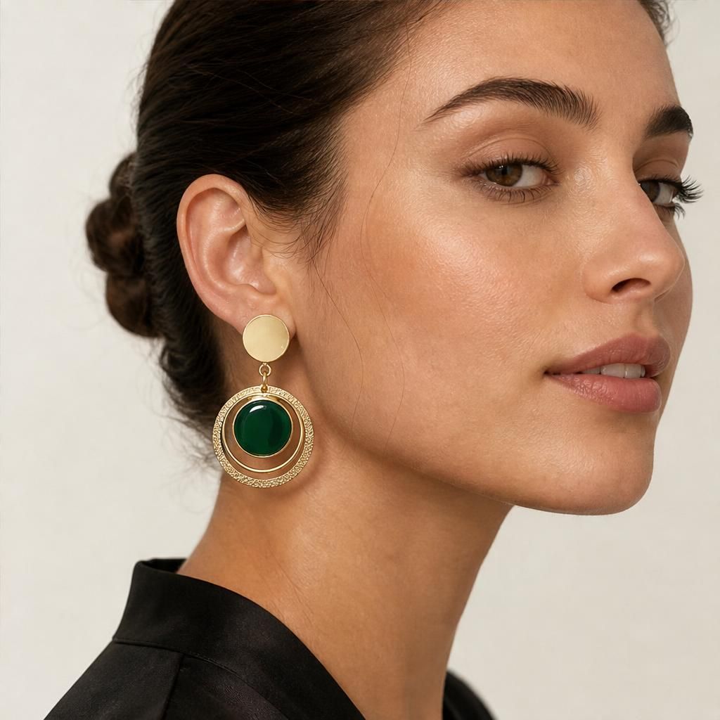 KD Atelier Vintage Red Stone Drop Earrings for Women